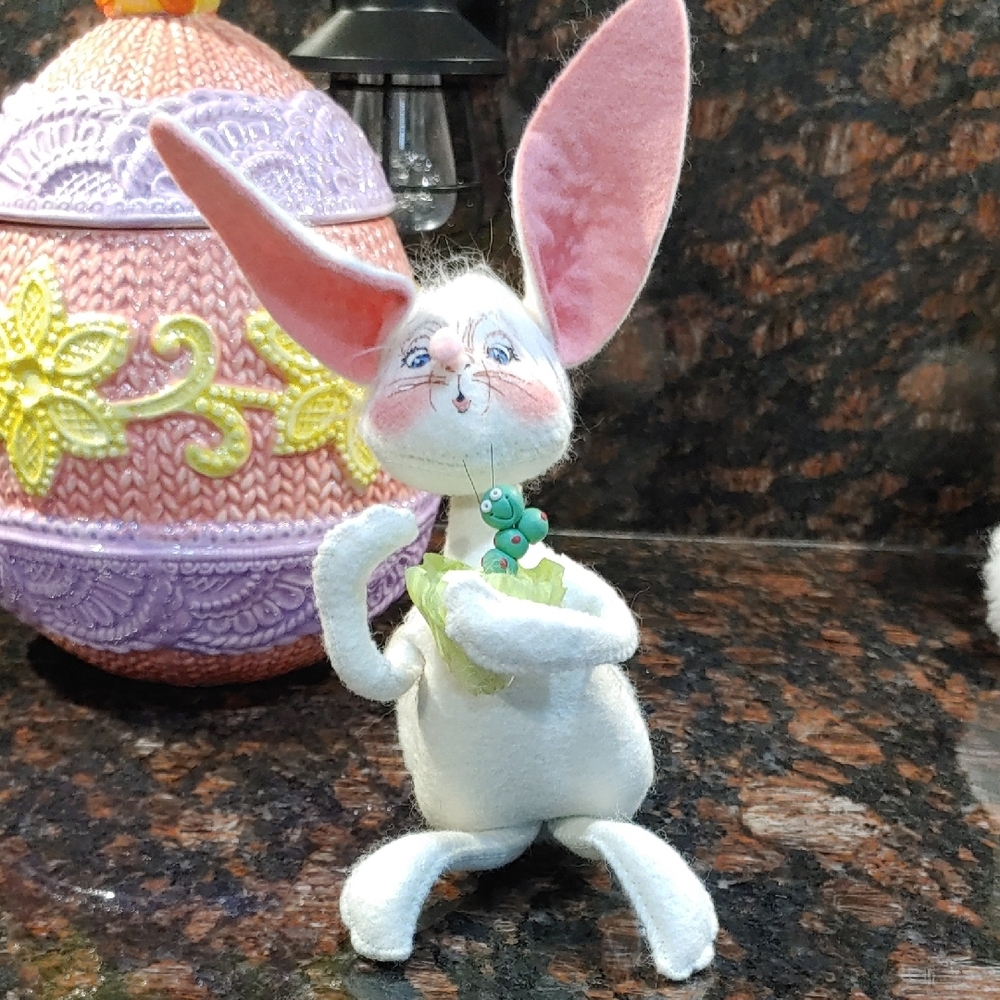 Annalee White and Pink Plush Bunny
